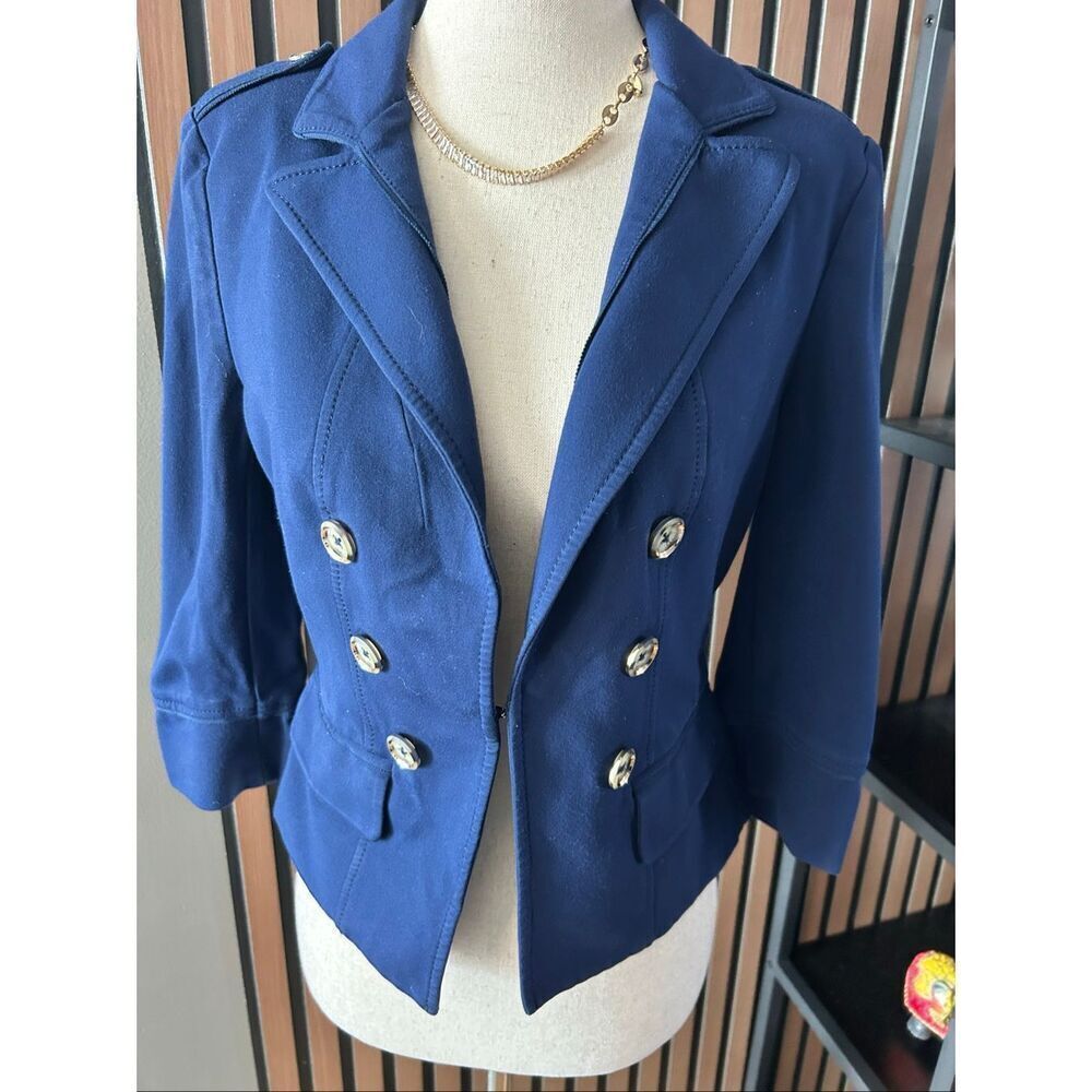 White House Black Market Navy Nautical Captain Button Blazer Coat Jacket 4